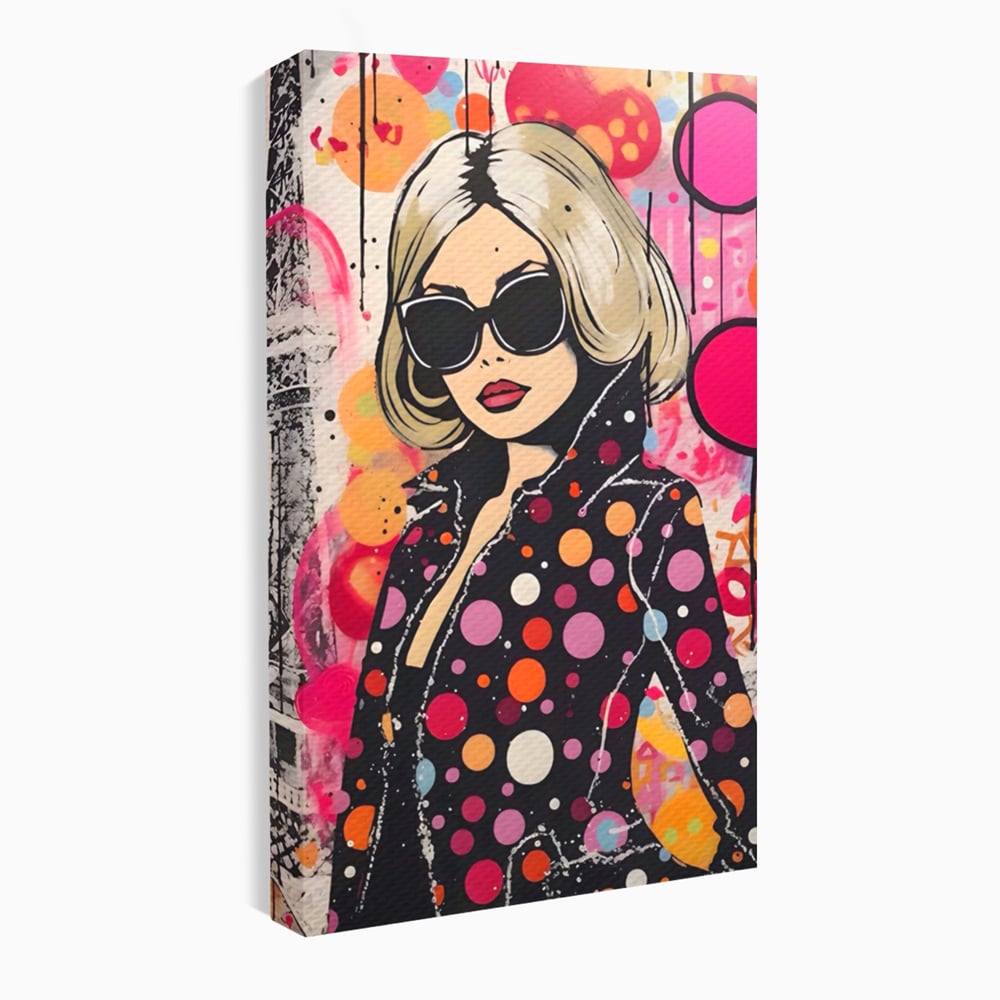 Tablou canvas cu tablou canvas cu portret pop art, fara rama, pe sasiu de lemn